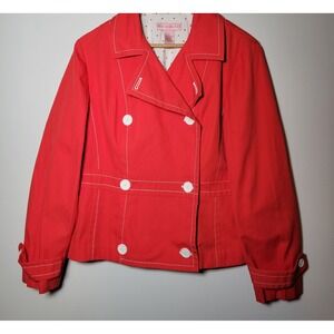 Bandolino Women's Red Jacket‎ Peacock Size 12 Lining Polka Dot 0060